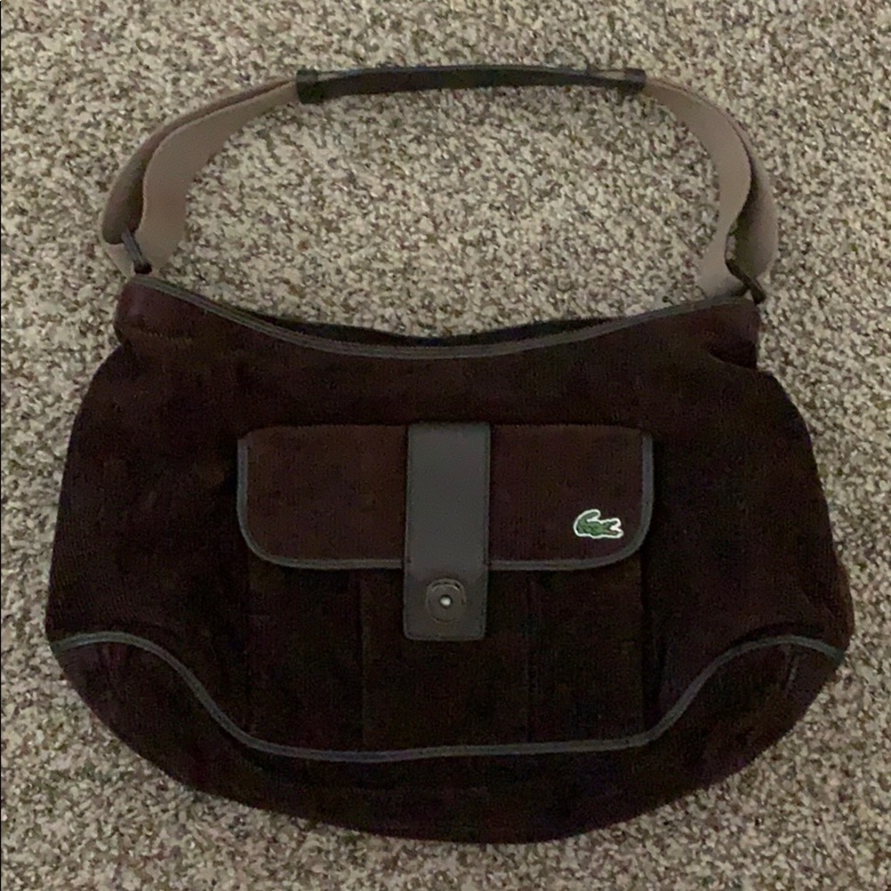 Vintage Lacoste brown corduroy purse